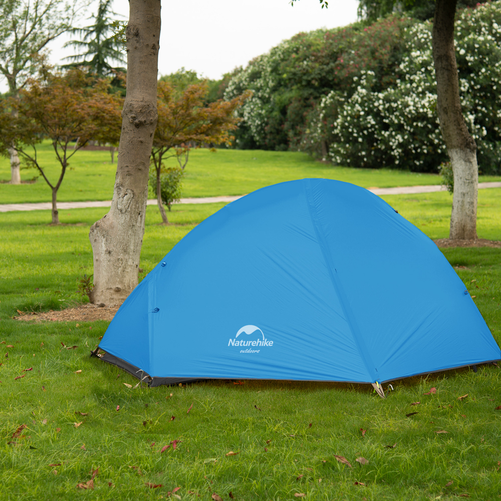 картинка Палатка 1-местная Naturehike сверхлегкая + коврик NH18A095-D, 210T, голубой, 6975641886471