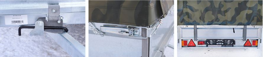 картинка Прицеп "Тайга Zn" колеса 15"опорное колесо+самосвальный упор+лебедка, тент серый