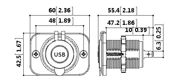 картинка Розетка USB РИФ 3,1А c монтажной панелью