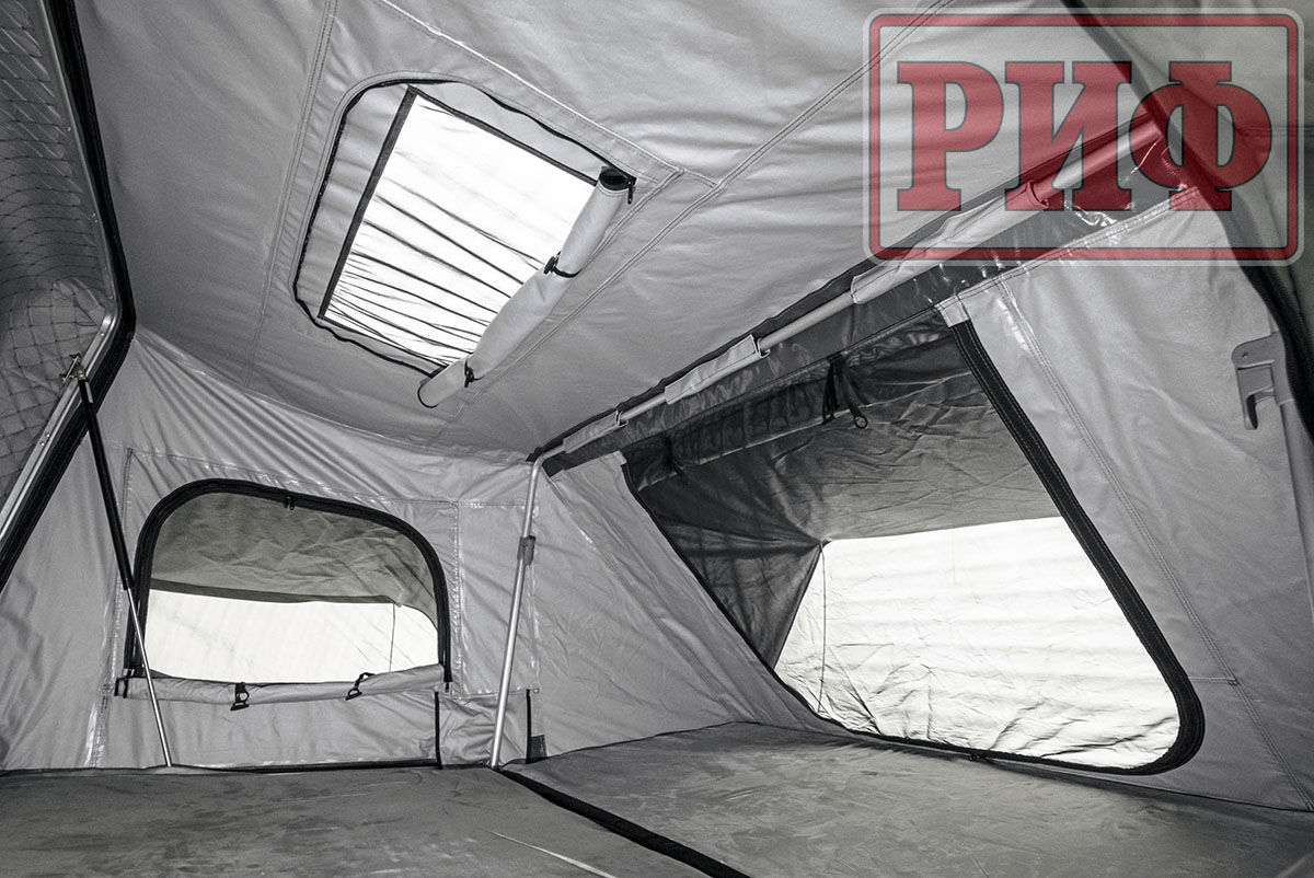 картинка Палатка на крышу автомобиля РИФ Hard RT03-140 усиленная, корпус черный, тент серый