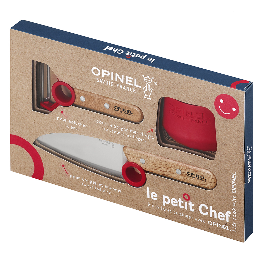 картинка Набор ножей Opinel Le Petit Chef Set (Нож шеф-повара+нож для овощей+защита пальцев), 001746