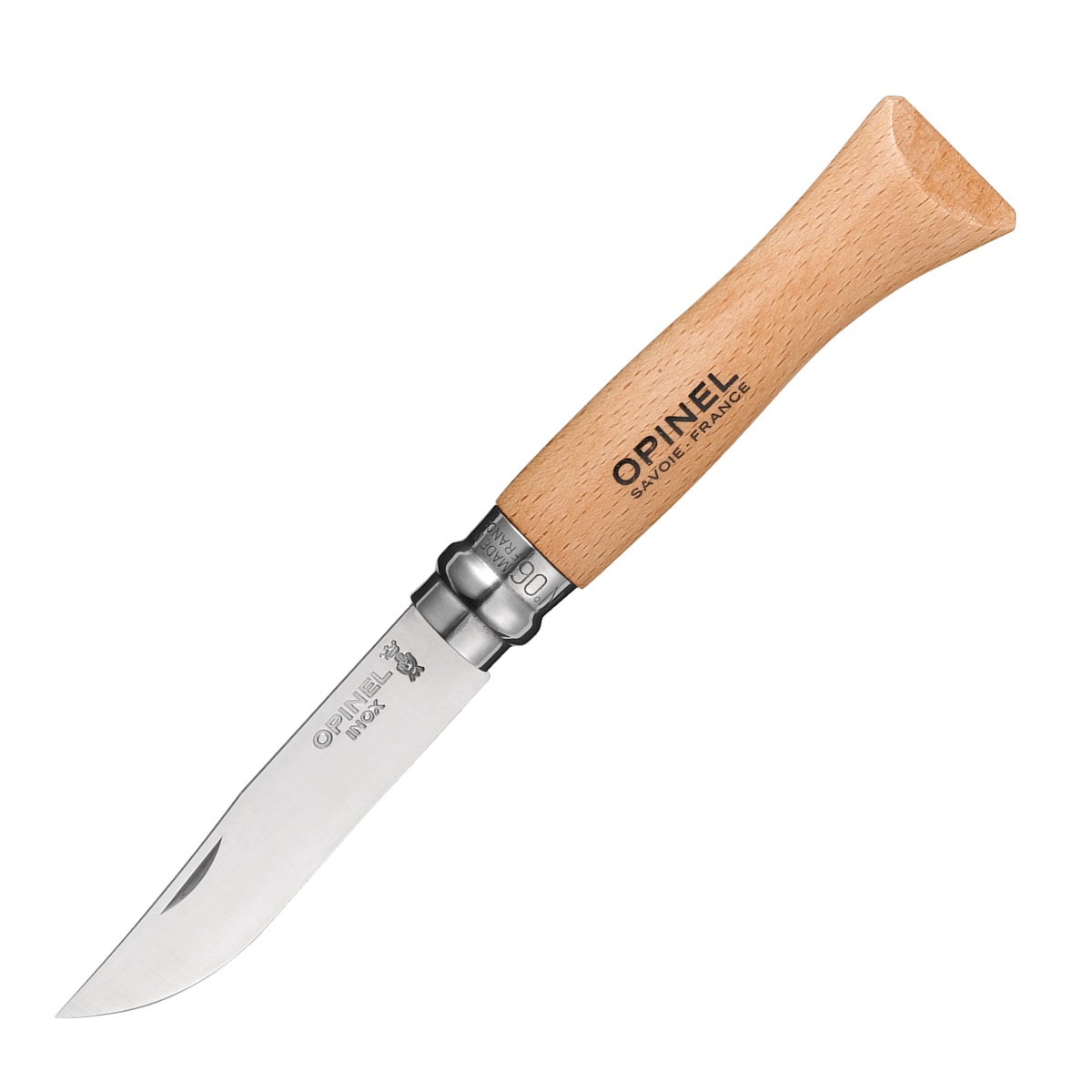 картинка Нож Opinel №6, нержавеющая сталь, рукоять из бука, блистер, 000404