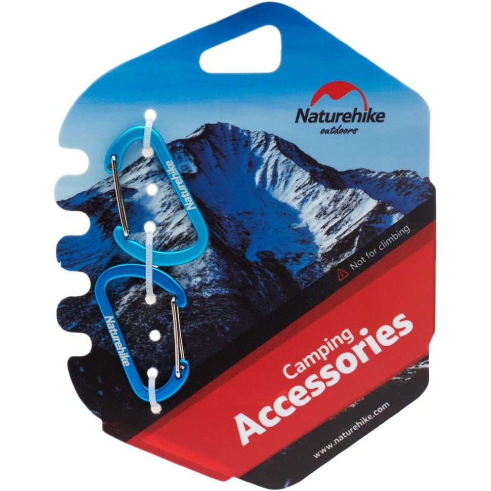 картинка Карабин Naturehike NH15A004-H  D-образный мини 4см 2 упаковки голубой, 6927595717318