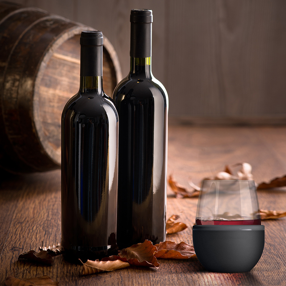 картинка Термобокал для вина WINE KUZIE 440 мл, черный