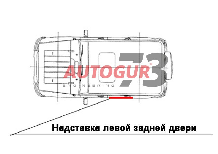 картинка Надставка двери УАЗ 469, 3151 тент (задняя левая)