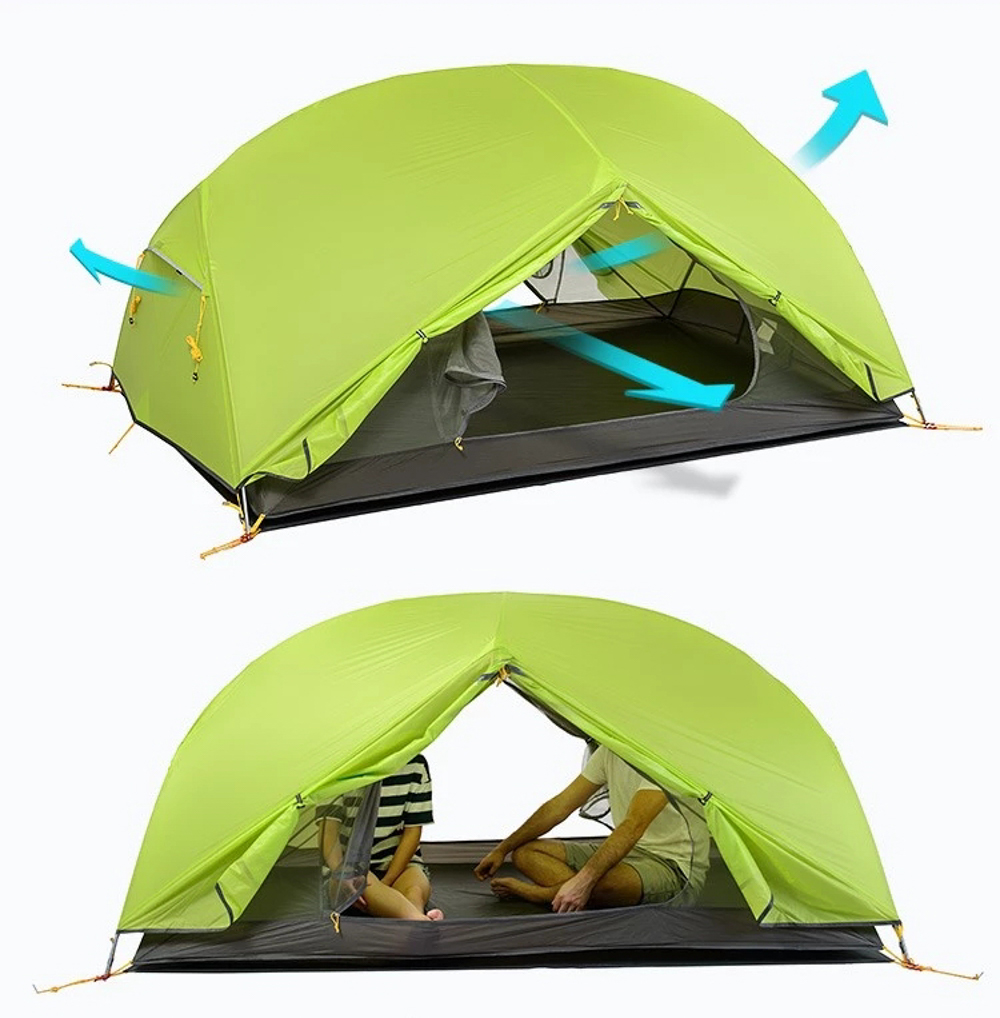 картинка Палатка 2-местная Naturehike сверхлегкая Mongar NH17T007-M, 20D , светло-зеленый, 6927595708088