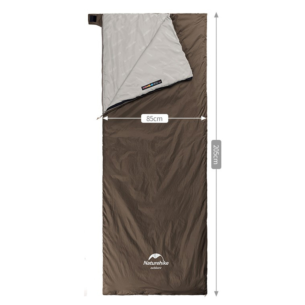 картинка Мешок спальный  Naturehike NH21MSD09 мини LW180, размер M, коричневый, молния слева, 6927595777954L