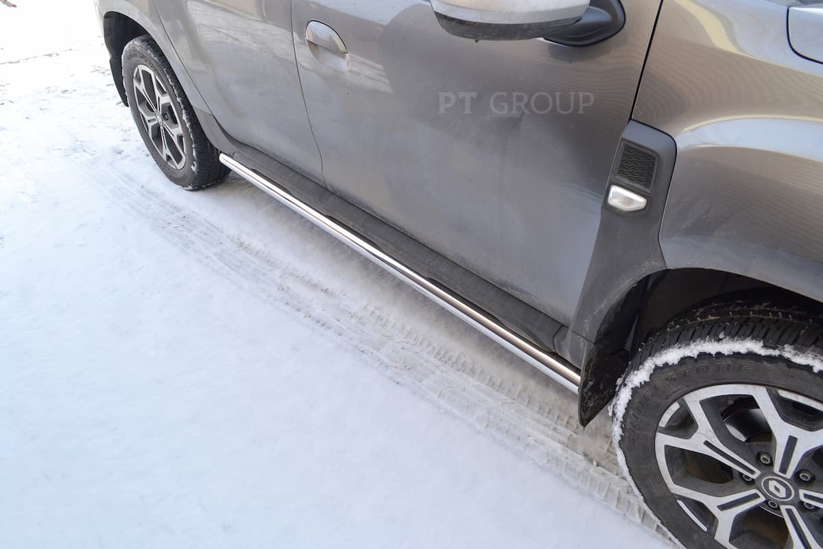 картинка Защита порогов прямая Ø63 мм нержавейка Renault Duster 2021-