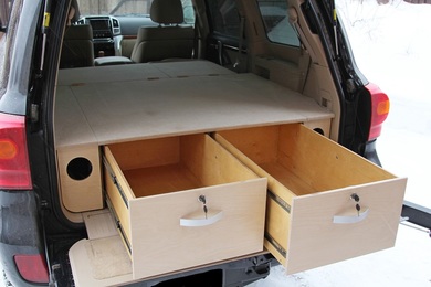 картинка Спально-багажная система для Toyota Land Сruiser 200 (2 ящика, лак.береза)