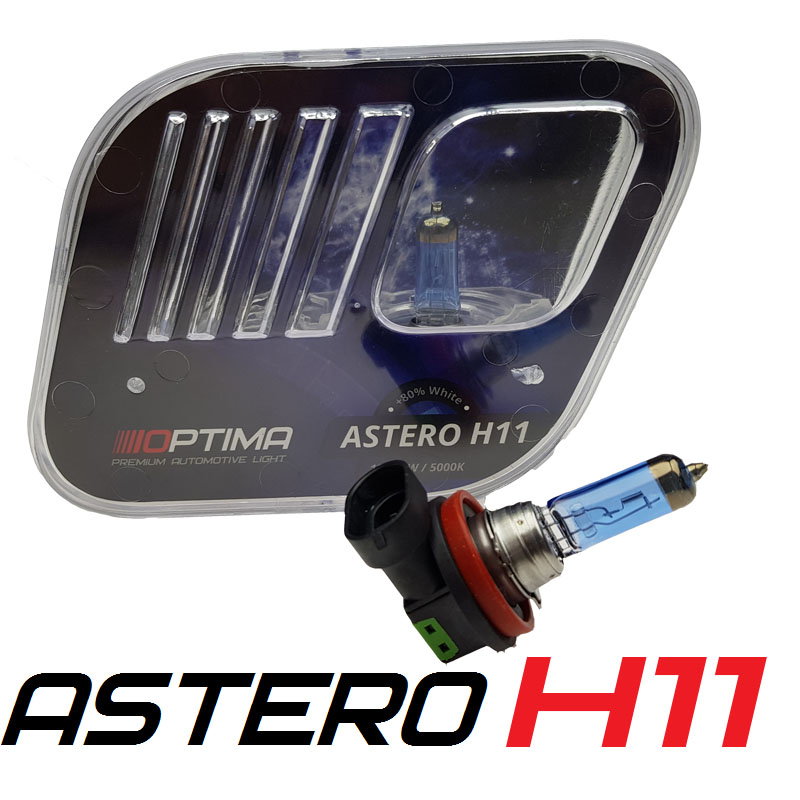 картинка Галогенные лампы Optima Astero H11 +80% White 5000K, 12V, 55W