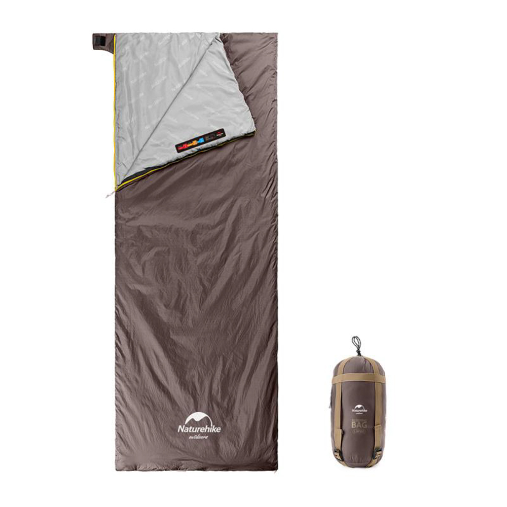 картинка Мешок спальный  Naturehike NH21MSD09 мини LW180, размер M, коричневый, молния слева, 6927595777954L