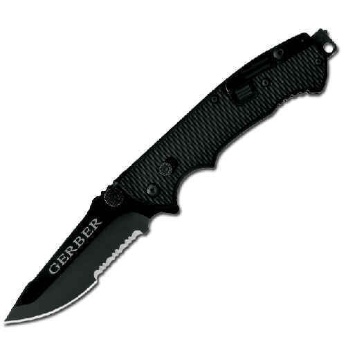 картинка Нож Gerber Tactical Hinderer CLS, черный, серейторное лезвие, коробка, 22-01870