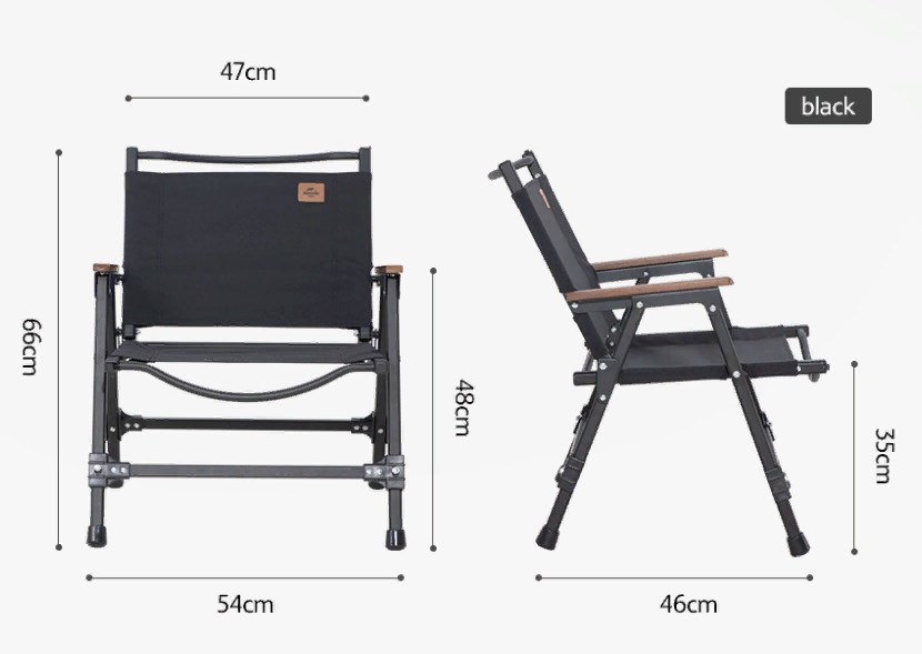 картинка Кресло туристическое Naturehike, складное черное, нагрузка до 120 кг
