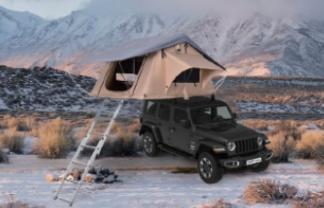 картинка Палатка на крышу автомобиля РИФ Soft RT01-140, тент песочный, корпус черный, 420D, 140х120х30 см