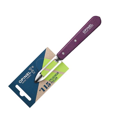 картинка Нож для чистки овощей Opinel №115, деревянная рукоять, нержавеющая сталь, сливовый, блистер, 001929
