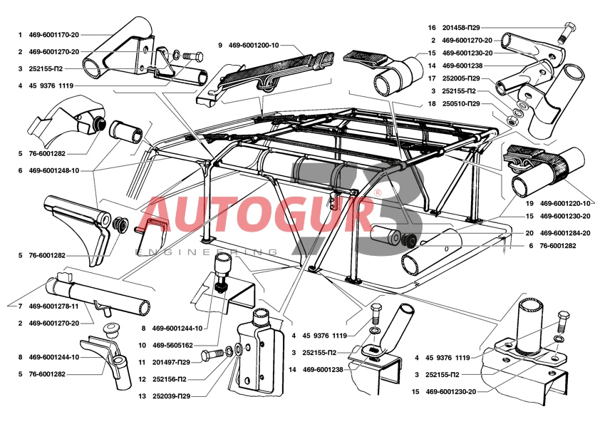 картинка Дуги и арматура тента УАЗ 469, 3151