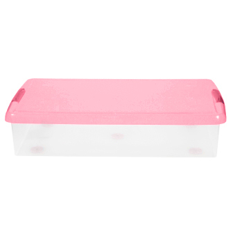 картинка Короб для хранения IRIS THIN BOX 85л, прозрачный-розовый