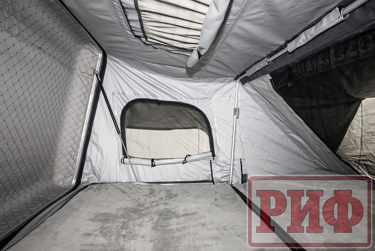 картинка Палатка на крышу автомобиля РИФ Hard RT03-140 усиленная, корпус черный, тент серый