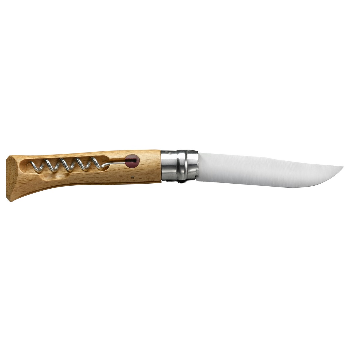 картинка Нож Opinel №10, нержавеющая сталь, рукоять из бука, со штопором, 001410