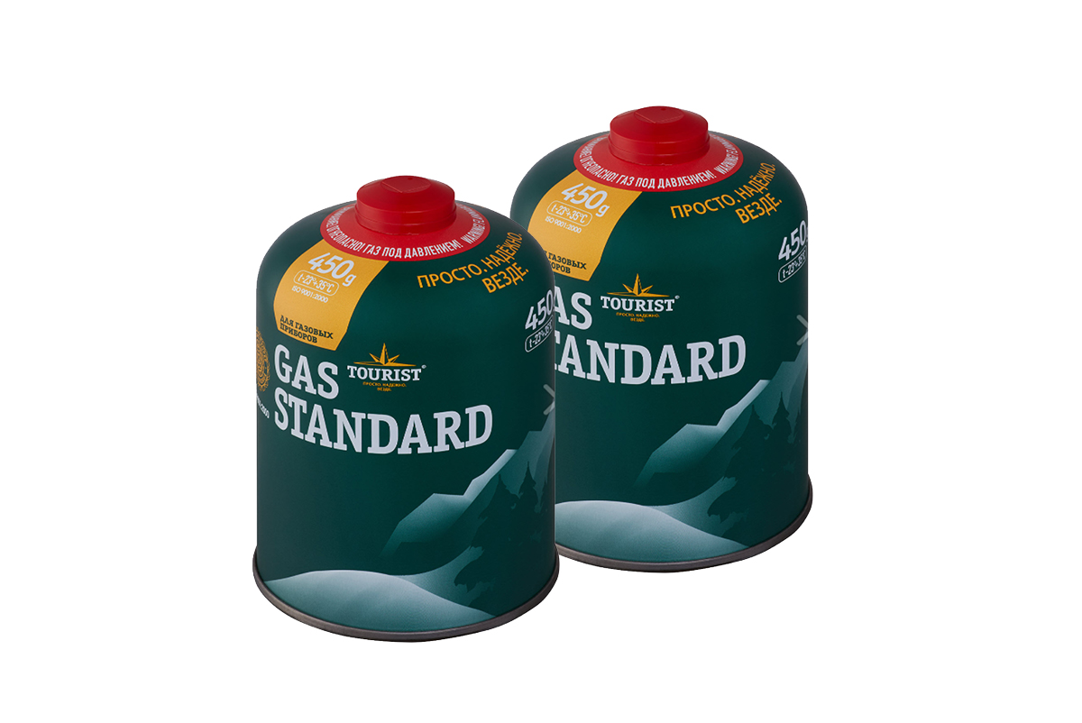 картинка Баллон газовый резьбовой TOURIST STANDARD для портативных приборов 450 г, 2 шт