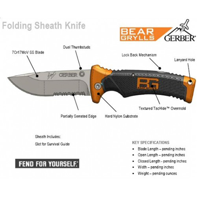 картинка Нож Gerber Bear Grylls Folding Sheath Knife, блистер, (1013939), 31-000752