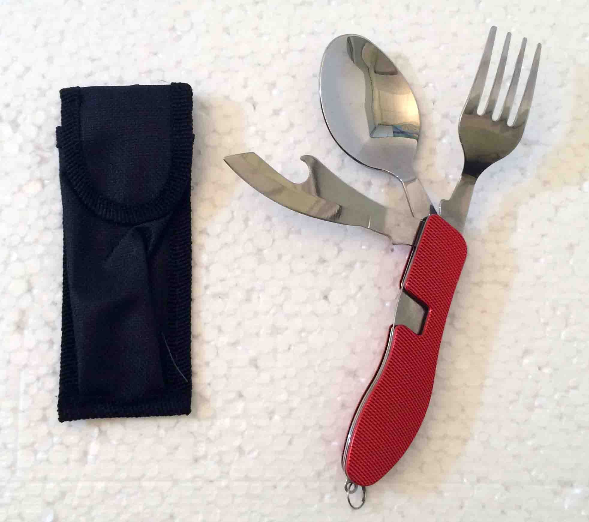 картинка Набор столовых приборов M-5619 (мультитул) ложка, вилка, нож, открывалка
