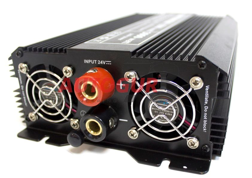 картинка Инвертор (преобразователь) напряжения автомобильный 24/220V 1500W, 2 розетки, 1 USB-порт "RedBtr"