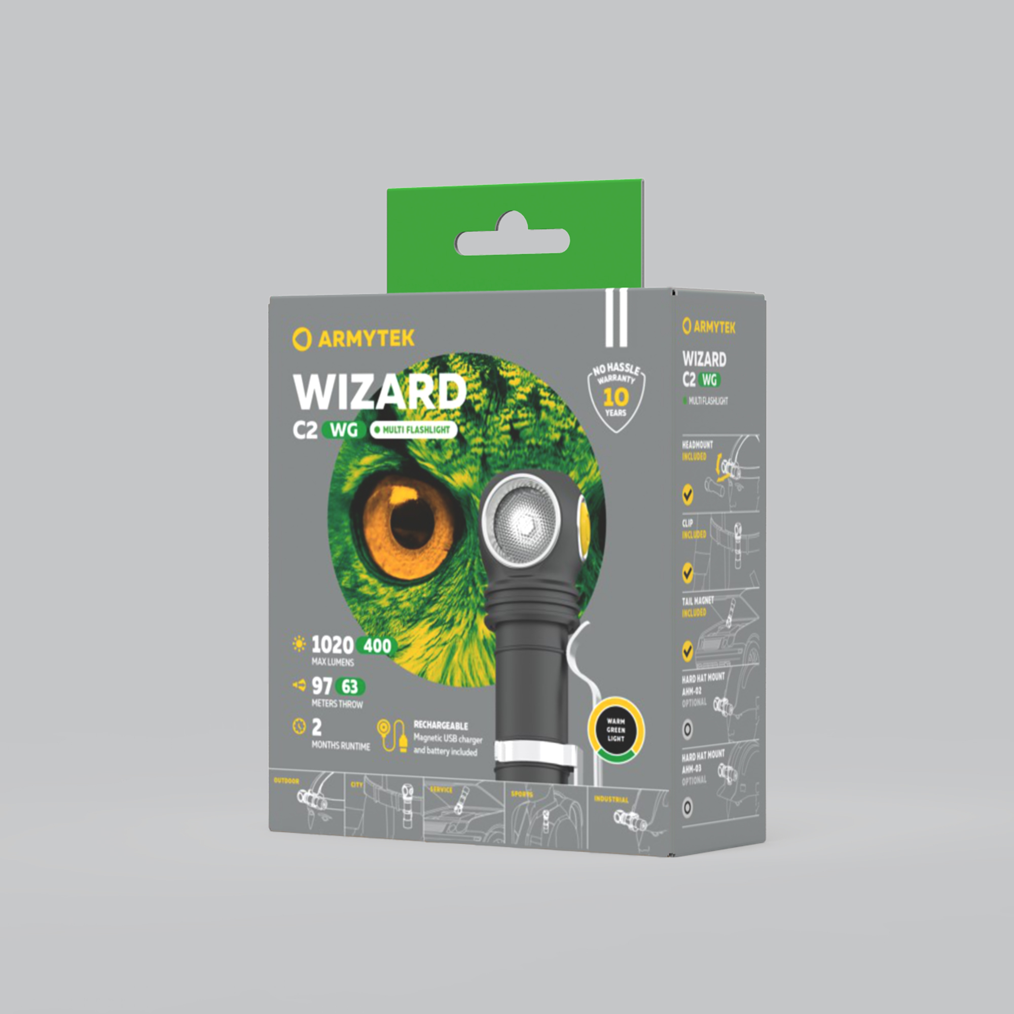 картинка Фонарь налобный Armytek Wizard C2 WG Magnet USB Warm