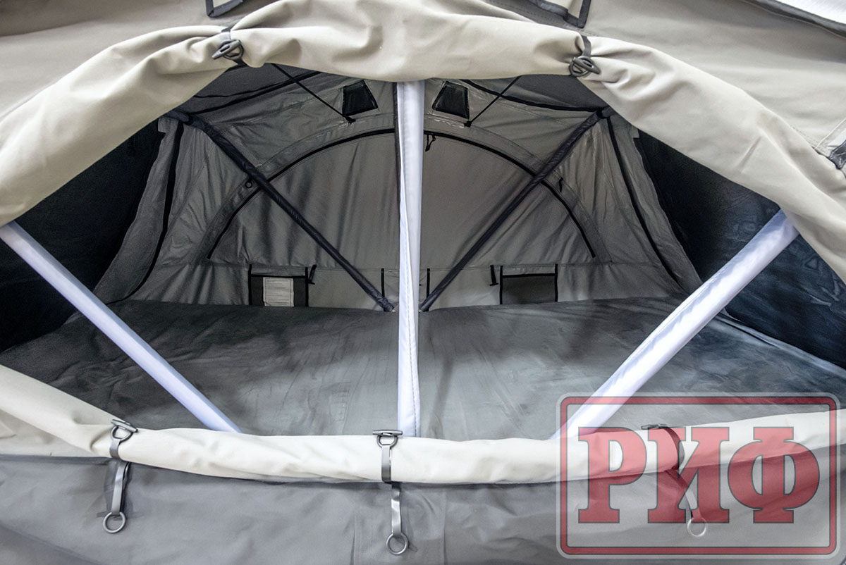 картинка Палатка на крышу автомобиля РИФ Soft RT01-160, тент серый, 400 гр., 160х120х30 см,