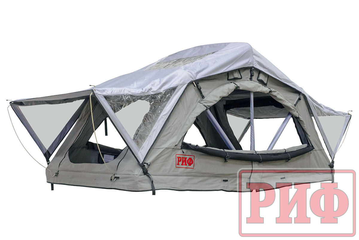 картинка Палатка на крышу автомобиля РИФ Soft RT02-120, тент серый, 400 гр., 120х240х115