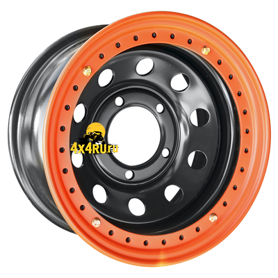 картинка Диск Off-Road Wheels 8x16/5x150 ET-3 D113 Тойота Ленд Крузер 100 черный с бедлоком (оранжевый)