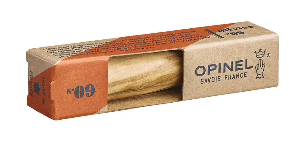 картинка Нож Opinel №9, нержавеющая сталь, рукоять из оливкового дерева в картонной коробке, 002426