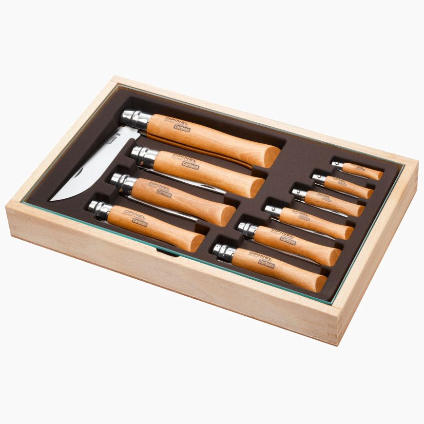 картинка Набор Opinel в деревянной коробке из 10 ножей разных размеров из углеродистой стали