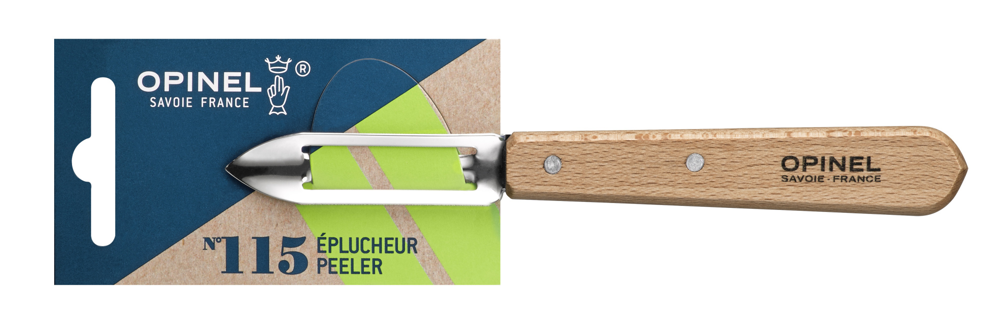 картинка Нож для чистки овощей Opinel №115, деревянная рукоять, нержавеющая сталь, блистер, 001928