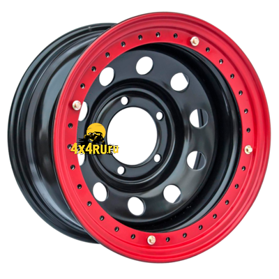 картинка Диск Off-Road Wheels 8x16/5x139,7 ET-24 D110 УАЗ черный с бедлоком (красный)