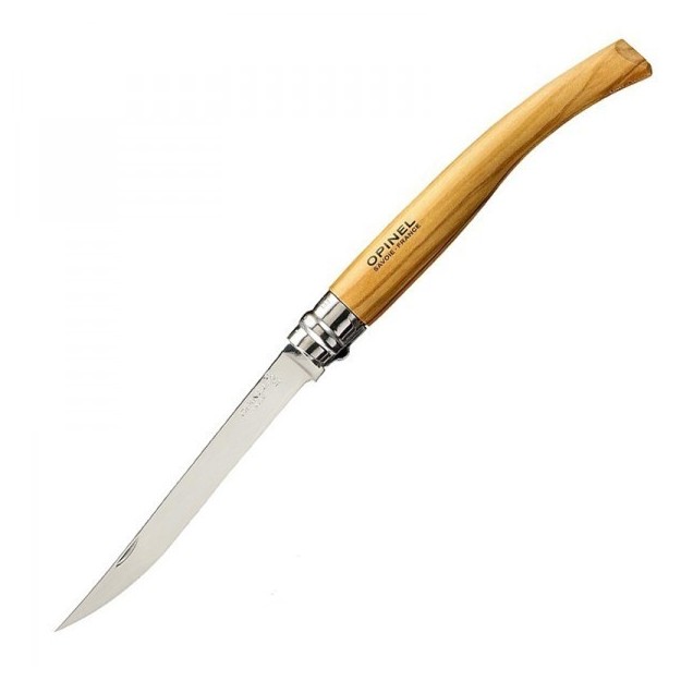 картинка Нож филейный Opinel №12, нержавеющая сталь, рукоять оливковое дерево, 001145
