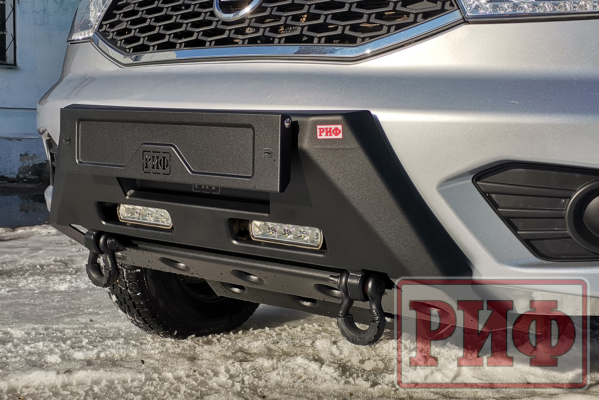 картинка Бампер передний силовой/защита штатного бампера РИФ для УАЗ Патриот 2015+ с защитой рулевых тяг (центральная часть)