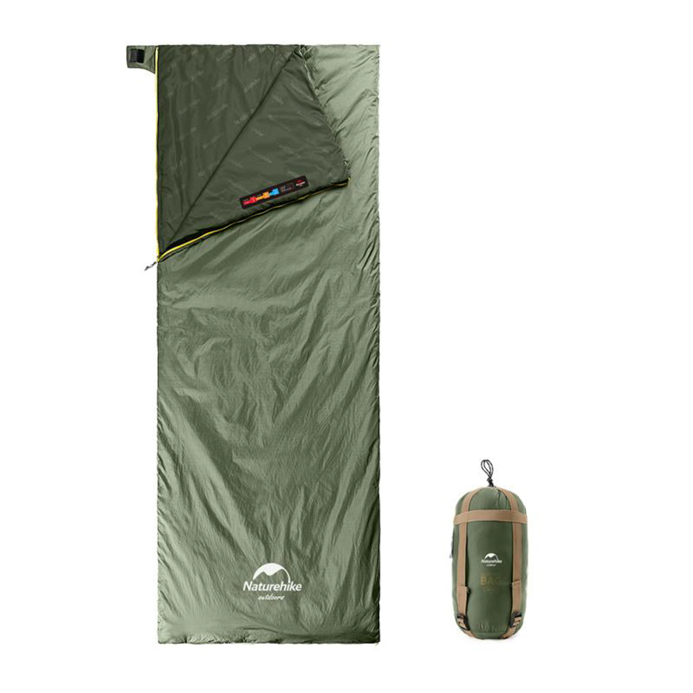 картинка Мешок спальный Naturehike NH21MSD09 мини LW180, размер XL, зеленый, молния слева, 6927595777961L