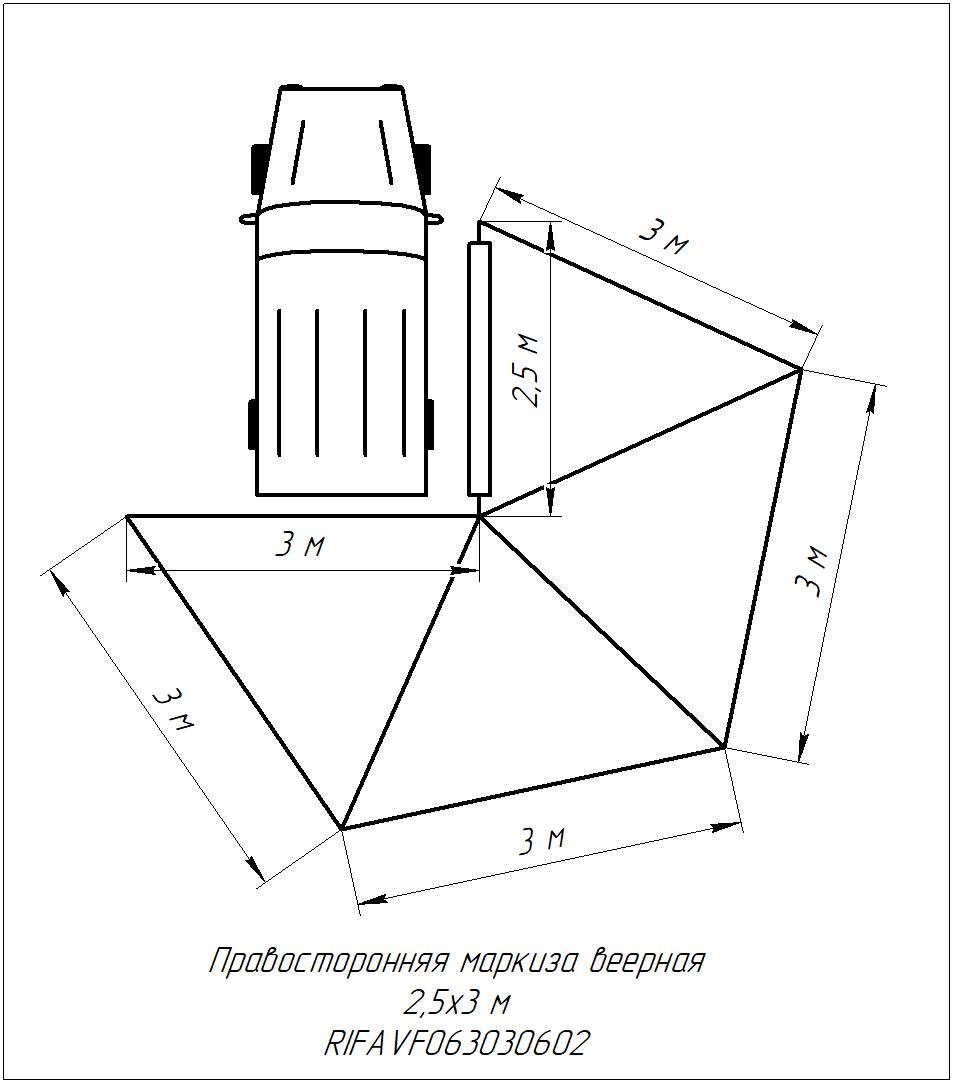 картинка Маркиза автомобильная РИФ веерная 3,0х3,0 м (правая)