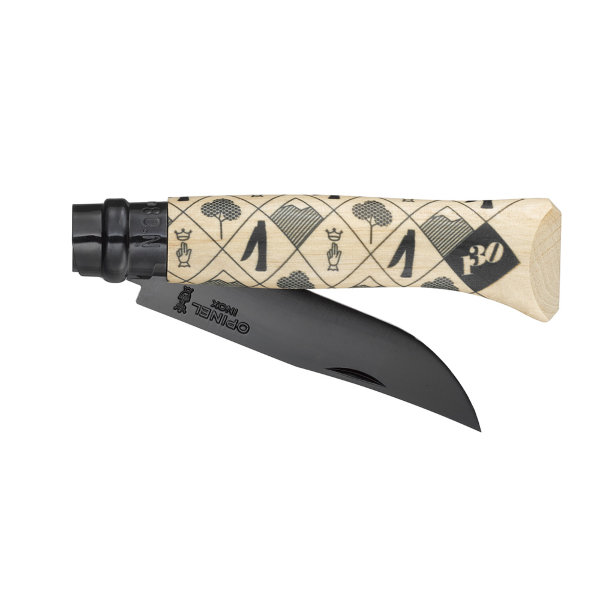 картинка Нож Opinel №08, нержавеющая сталь, рукоять из граба, с черным лезвием, 002399