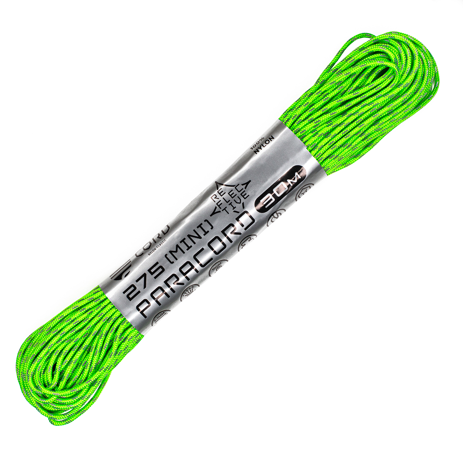 картинка Паракорд 275 (мини) CORD nylon 30м световозвращающий (neon green)