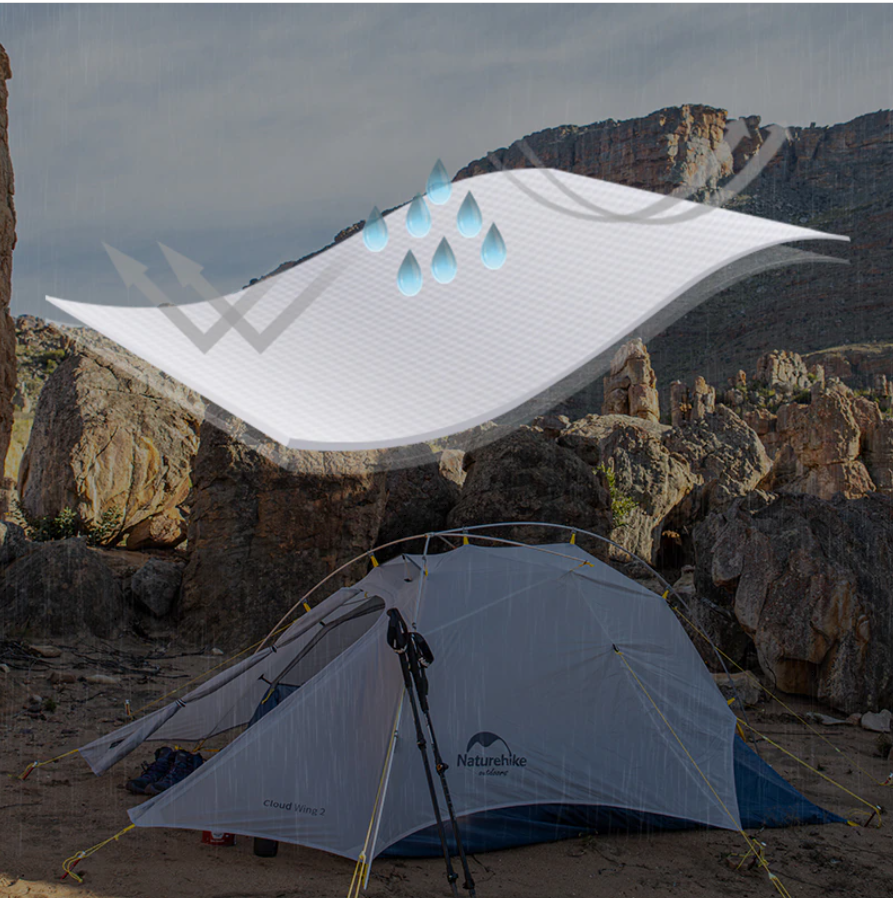 картинка Палатка Naturehike Cloud Up-Wing Si 2-местная, алюминиевый каркас, серо-синяя
