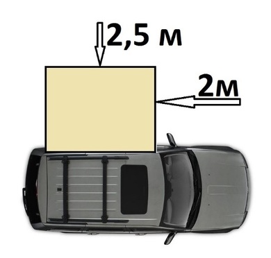 картинка Тент-маркиза на крышу авто 2500 х 2000