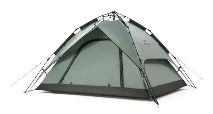 картинка Палатка Naturehike 3-местная, быстросборная, алюминиевый каркас, серо-зеленая