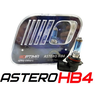 картинка Галогенные лампы Optima Astero HB4 +80% White 5000K, 12V, 55W