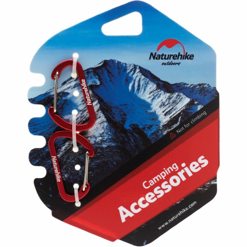 картинка Карабин Naturehike NH15A004-H  D-образный мини 4см 2 упаковки темно-красный, 6927595717332