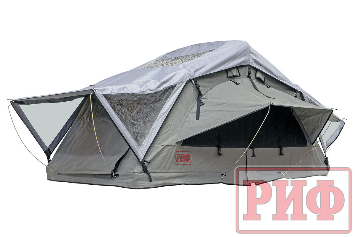 картинка Палатка на крышу автомобиля РИФ Soft RT01-120, тент серый, 400 гр., 120х120х30 см,
