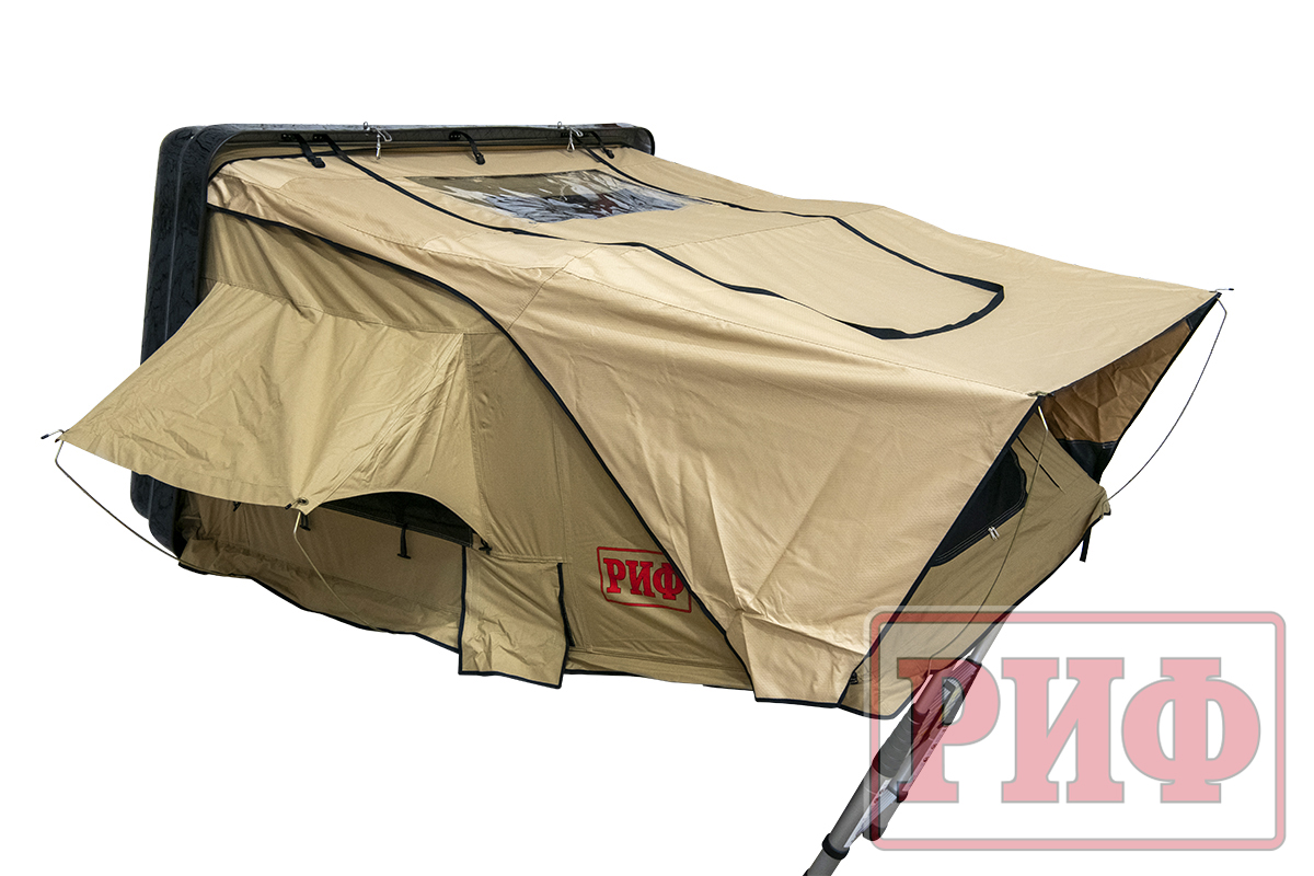 картинка Палатка на крышу автомобиля РИФ Hard RT03-140, корпус черный, тент песочный
