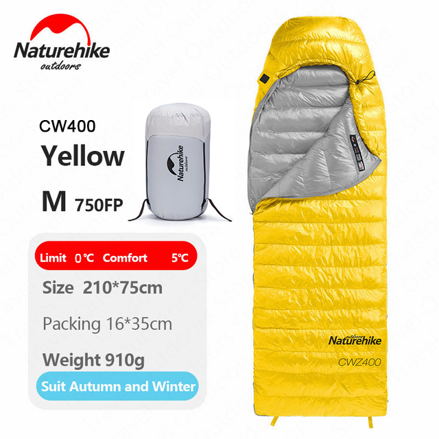 картинка Мешок спальный Naturehike Ultralight CW400 M , 220х85 см, (правый) (ТК: +5C), желтый