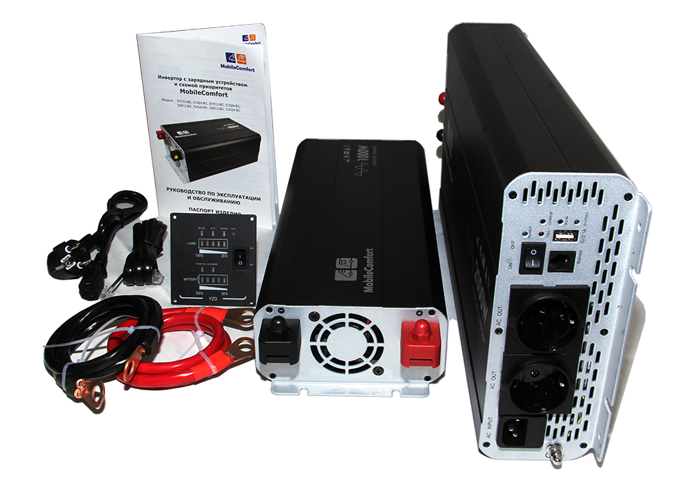 картинка Инвертор с зарядным устройством MobileComfort S1524-BC, чистый синус, 1500Вт, 24В